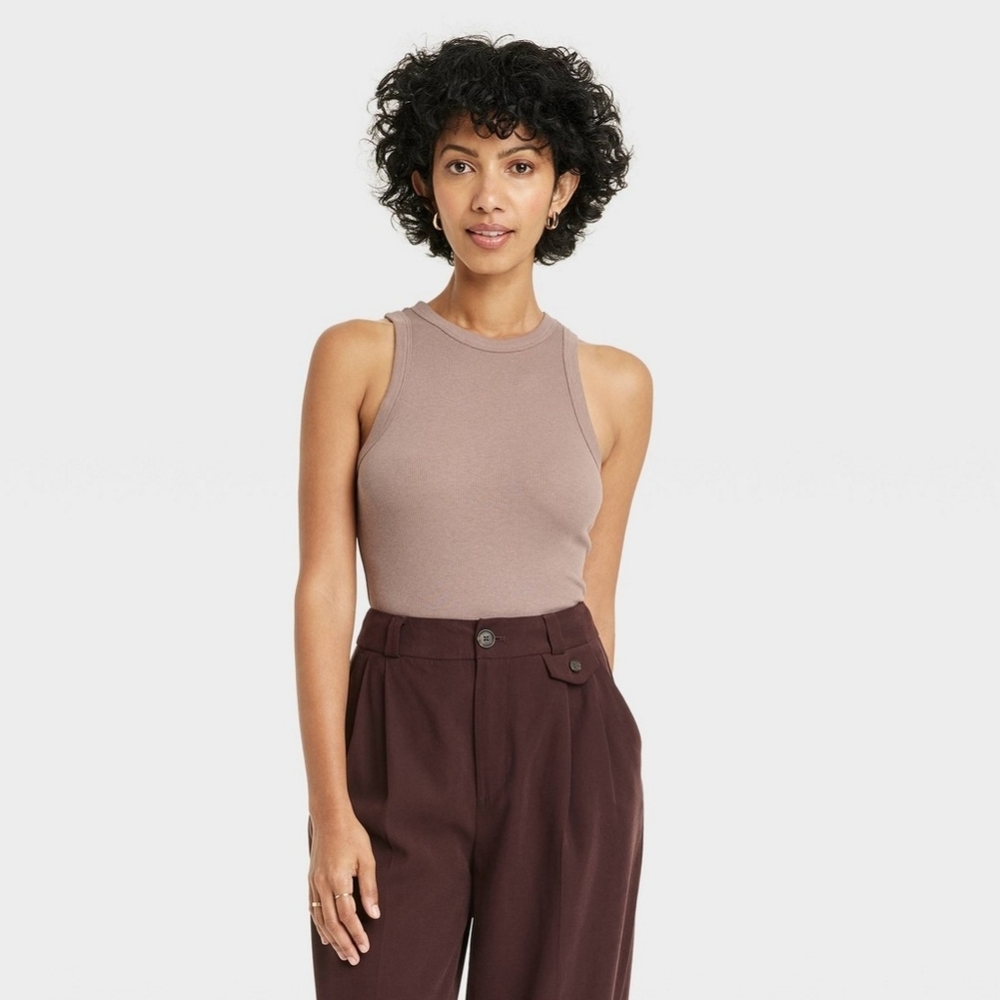 *SALE* A New Day Taupe Ribbed Tank Top
